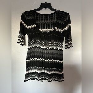 Black and White Knit / crochet Top tunic